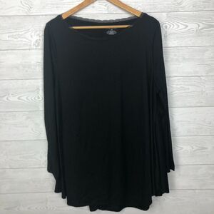 Lane Bryant Women's Lace Trim Long Sleeve Shirt Black Scoop Neck Size 18/20